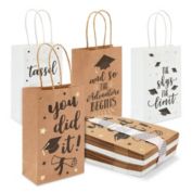 Sparkle and Bash 2022 Graduation Party Favor Gift Bags with Handles, 4 Designs (9 x 5.3 x 3.1 In, 24 Pack)
