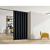 Legacy Decor Room Divider Curtain Heavyweight Blackout Premium Fabric Thermal Insulated 120"W X 108" Tall Black Color