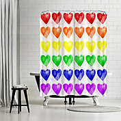 Americanflat 71" x 74" Shower Curtain, Rainbow Hearts by Leah Flores