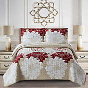 Egyptian Linens - Helena Burgundy Reversible Quilt Bedspread Set