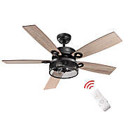 Costway 48" Ceiling Fan Industrial Cage Light w/ Reversible Blades Remote