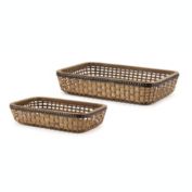 Melrose Home Decorative Tray (Set of 2) 16"L x 11"W, 20"L x 14"W Bamboo/Wood