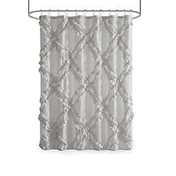Intelligent Design. 100% Polyester Tufted Diamond Ruffle Shower Curtain.