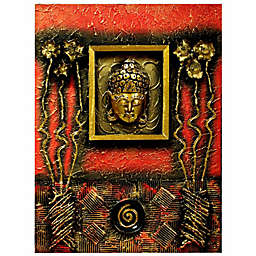 Stoneage Arts Inc Gold and Orange Rectangular Abstract 3D Buddha Wall Art Hanging Tapestry 32