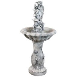 Sunnydaze Outdoor Polyresin Fairy Flower Solar Powered Water Fountain Feature with Battery Backup - 42