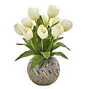HomPlanti Tulip Artificial Arrangement in Decorative Vase