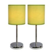 Simple Designs 2PK Chrome Basic Table Lamp with Green Shade