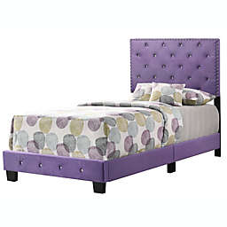 Passion Furniture Wooden Suffolk Purple Twin Panel Bed with Slat Support