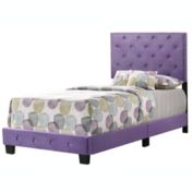 Passion Furniture Wooden Suffolk Purple Twin Panel Bed with Slat Support