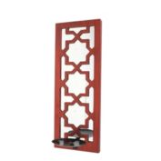 HomeRoots Lighting Home Decorative Red, Wooden Cross - Candle Holder Sconce