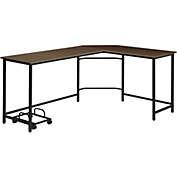 Saltoro Sherpi L Shape Computer Desk with CPU Holder and Casters, Brown-