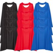 Blue Panda Comic Book Dress Up Capes for Kids Costumes (Black, Red, Blue, 12 Pack)