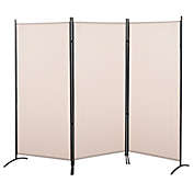 HOMCOM 3-Panel Folding Screen Room Divider Privacy Separator Partition for Indoor Bedroom Office, Outdoor Patio 100" x 72" Beige