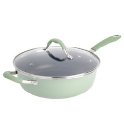 Cravings By Chrissy Teigen 4.5 Quart Enameled Aluminum Saute Pan in Pistachio with Silicone Handles