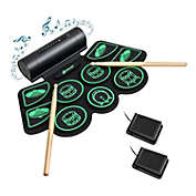 Slickblue Electronic Drum Set with 2 Build-in Stereo Speakers for Kids-Green