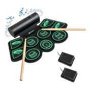 Slickblue Electronic Drum Set with 2 Build-in Stereo Speakers for Kids-Green