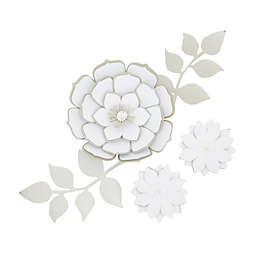 Juvale White 3D Paper Flowers Decorations for Wall Decor, Wedding, Nursery (5 Pieces)