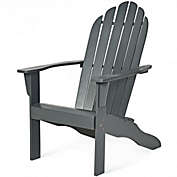 Costway-CA Wooden Outdoor Lounge Chair with Ergonomic Design for Yard and Garden-Gray