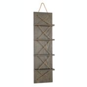 Elegant Designs Positano Nautical Rope 4 Bottle Vertical Wall Mounted Wood Wine Rack, Rustic Gray