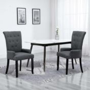vidaXL vidaXL Dining Chair with Armrests Dark Grey Fabric