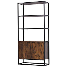 HOMCOM Storage Cabinet Bookcase with 3 Open Shelves, Tall Organizer Multifunctional Rack for Living Room, Brown