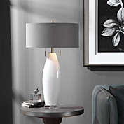 Contemporary Home Living 29.75" Contemporary Ceramic Table Lamp with Gray Round Hardback Shade