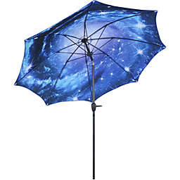 Sunnydaze Patio Umbrella - Inside Out Blue Starry Galaxy Design - 9-Foot