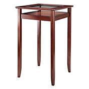 Contemporary Home Living 42" Walnut Brown Halo Pub Table with Glass Inset
