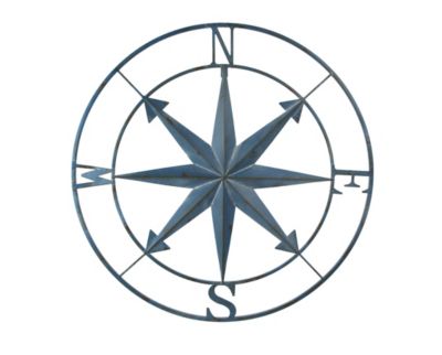 Scratch & Dent Compass Rose Lightly Distressed Metal Wall Hanging 