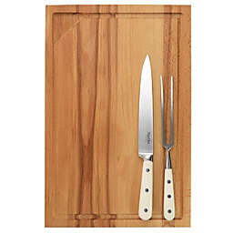 Martha Stewart Goswell 3 Piece Carving Board and Cutlery Set in Cream