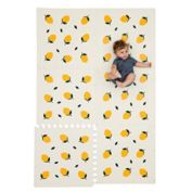 CHILDLIKE BEHAVIOR Baby Play Mat - Play Pen Tummy Time Mat & Crawling Mat Foam Play Mat for Baby with Interlocking Floor Tiles 72x48 Inches Puzzle - Baby Floor Mat Infants & Toddlers (X-Large, Lemons)