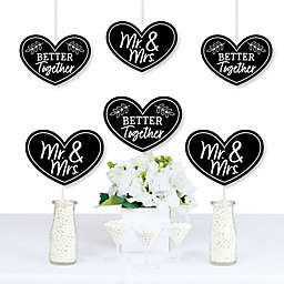 Big Dot of Happiness Mr. and Mrs. - Heart Decorations DIY Black and White Wedding or Bridal Shower Essentials - Set of 20