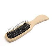 Unique Bargains Wig Hair Brush with Rubber Cushioned Pad, Stainless Steel Pin Cushion Salon Home Use Bristle Wig Hair Brush Hairbrush Comb, Light Beige