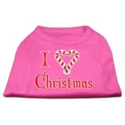 Mirage Pet Products I Heart Christmas Screen Print Shirt Bright Pink XS - 8" L
