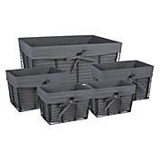 Contemporary Home Living Set of 5 Black Iron and Solid Gray Home Essentials and Collectibles Chicken Wire Baskets, 18"