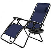 Costway Outdoor Folding Zero Gravity Reclining Lounge Chair-Blue