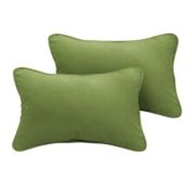 Outdoor Living and Style Set of 2 Sunbrella Cilanto Green Corded Rectangular Indoor/Outdoor Lumbar Throw Pillows, 20"