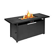 Costway 57 Inch 50000 Btu Rectangular Propane Outdoor Fire Pit Table-Black