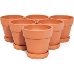 Juvale 6 Pack Small Terracotta Pots with Round Saucers for Succulents, Plants, Flowers (4 In)