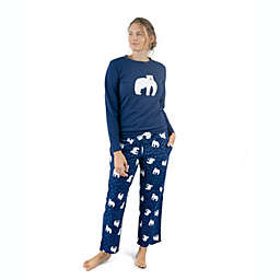 Leveret Women's Two Piece Cotton Top Flannel Pants Polar Bear