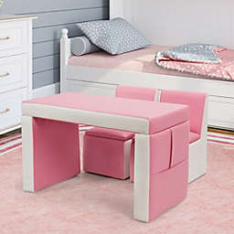 Costway Multi-functional Kids Sofa Table Chair Set-Pink