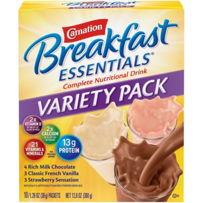Carnation Breakfast Essentials Instant Complete Nutritional Drink, Variety Pack, 12.6 OZ