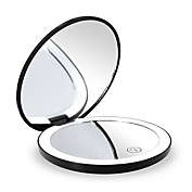 GLAM HOBBY Makeup Compact Mirror Folding Portable Pocket LED Lights 4.5 inch in Black
