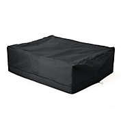 Contemporary Home Living 86" Black Contemporary Outdoor Patio Waterproof Chat Set Cover