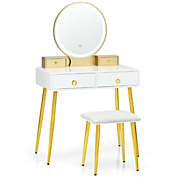 Slickblue Vanity Table Set with Mirror-White