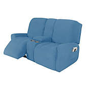 Stock Preferred 2-Seater Stretch Couch Slipcover Furniture Seat Cover in Dust Blue