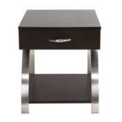 Lazzara Home Orton 21 in. Espresso Rectangular Wood End Table with Drawer