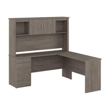 Bestar BESTAR Logan 65W L Shaped Desk with Hutch in silver maple | Bed Bath  & Beyond