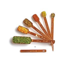 Copper Measuring Spoons Set Of 7 Includes Bonus Leveler, Premium, Rust Proof, Heavy Duty