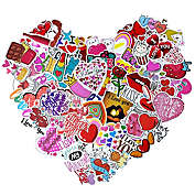 Wrapables Waterproof Vinyl Stickers for Water Bottles, 100pcs, Valentine Hearts